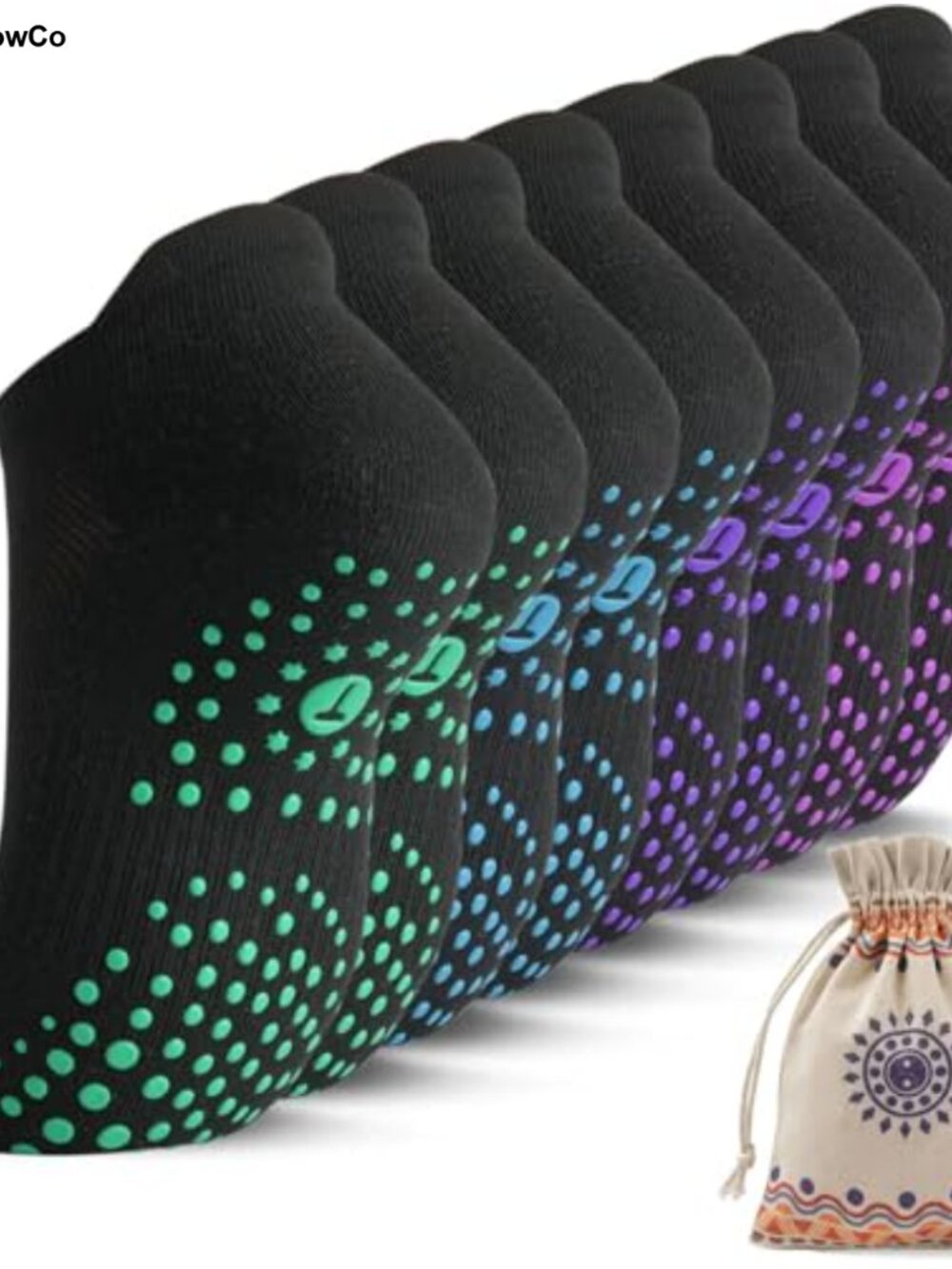 Pilates Socks for Women Cushioned Non Slip Grip Yoga Barre Athletic Ankle